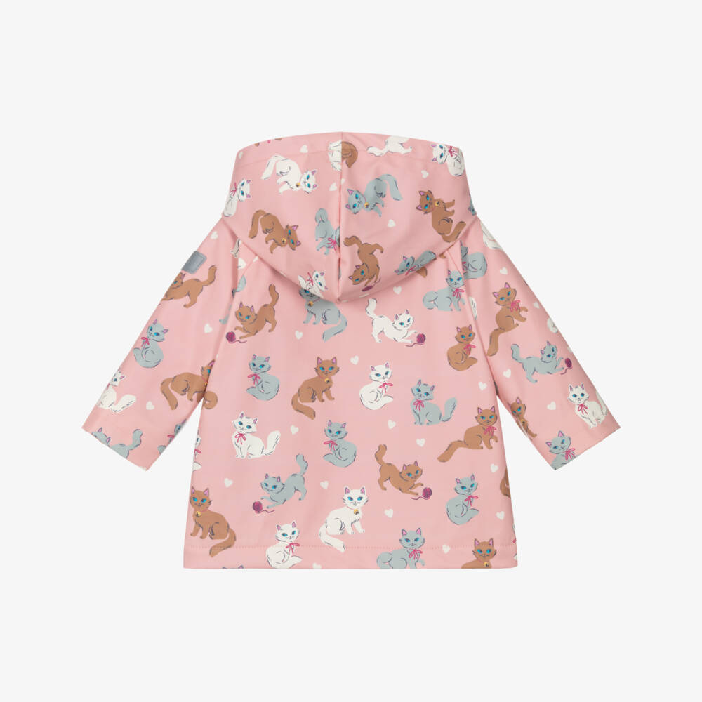 Hatley-Girls Pink Kitten Hooded Raincoat | Childrensalon Outlet