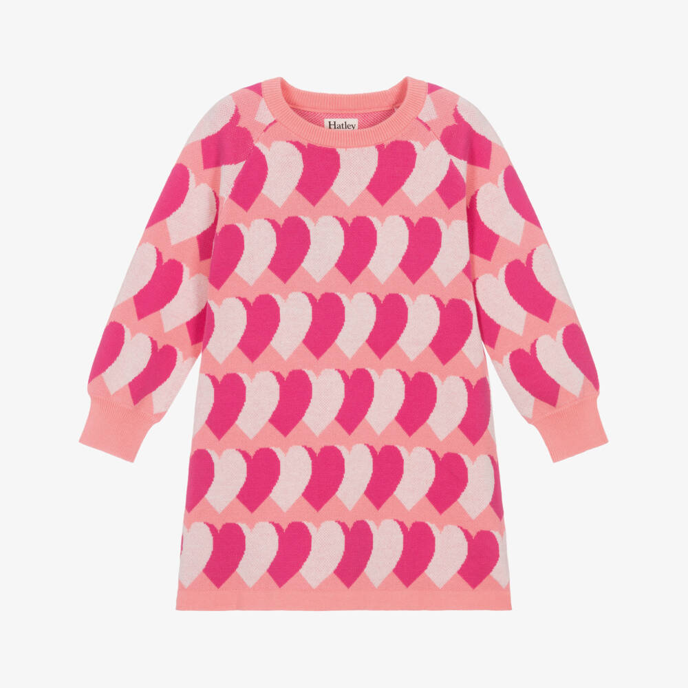 Hatley-فستان صوف وردي للبنات بنقشة قلب | Childrensalon Outlet