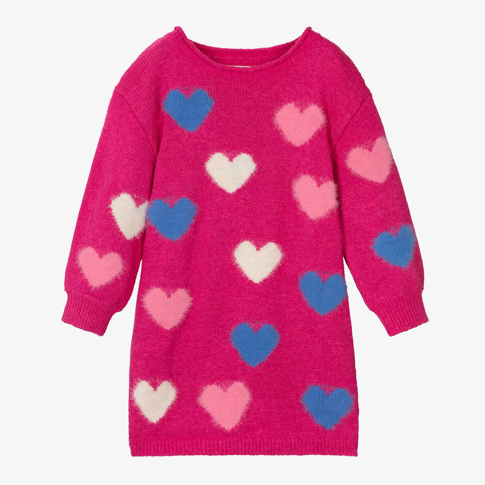 Hatley - Rosafarbenes Pulloverkleid mit Zauberherzenmotiv für Mädchen | Childrensalon