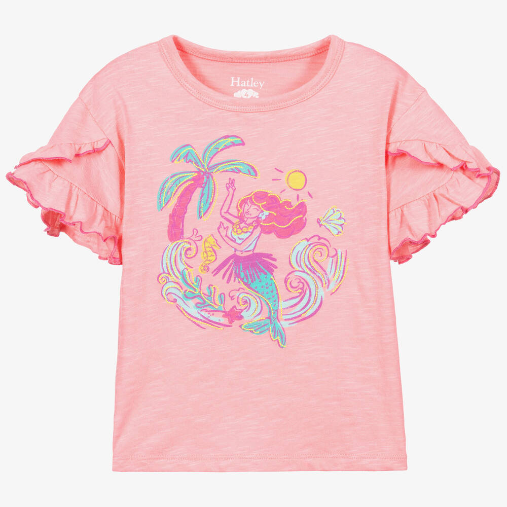 Hatley - Rosa Meerjungfrauen-T-Shirt (M) | Childrensalon