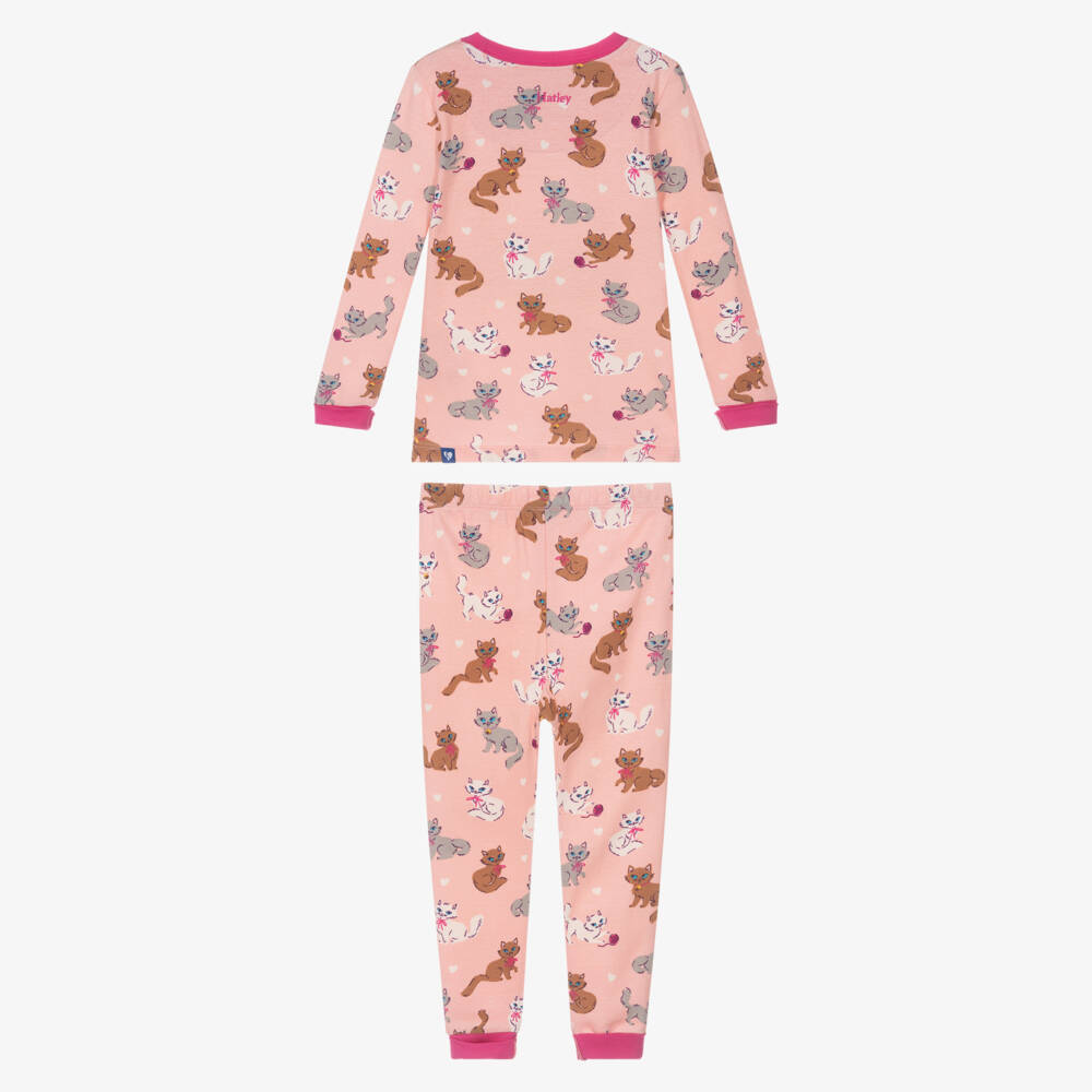 Hatley-Girls Pink Organic Cotton Jersey Kittens Pyjamas | Childrensalon Outlet