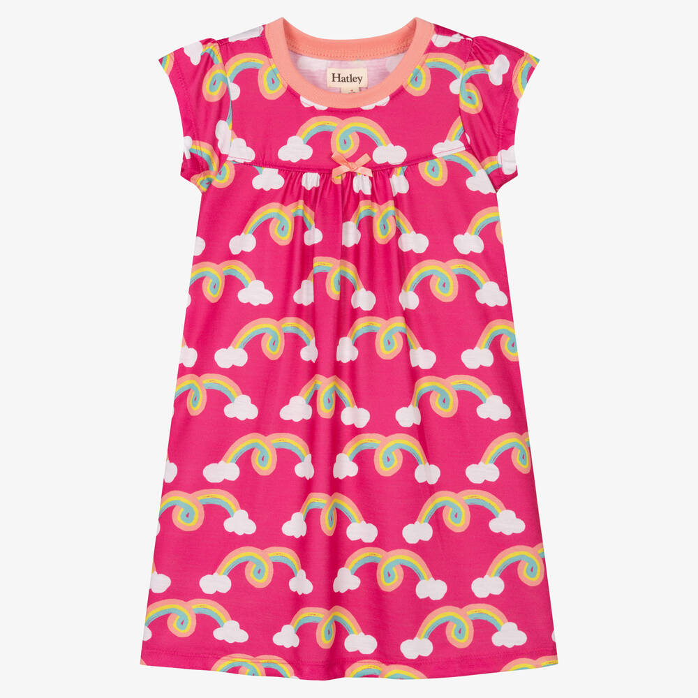 Hatley - Pinkes Regenbogen-Nachthemd (M) | Childrensalon