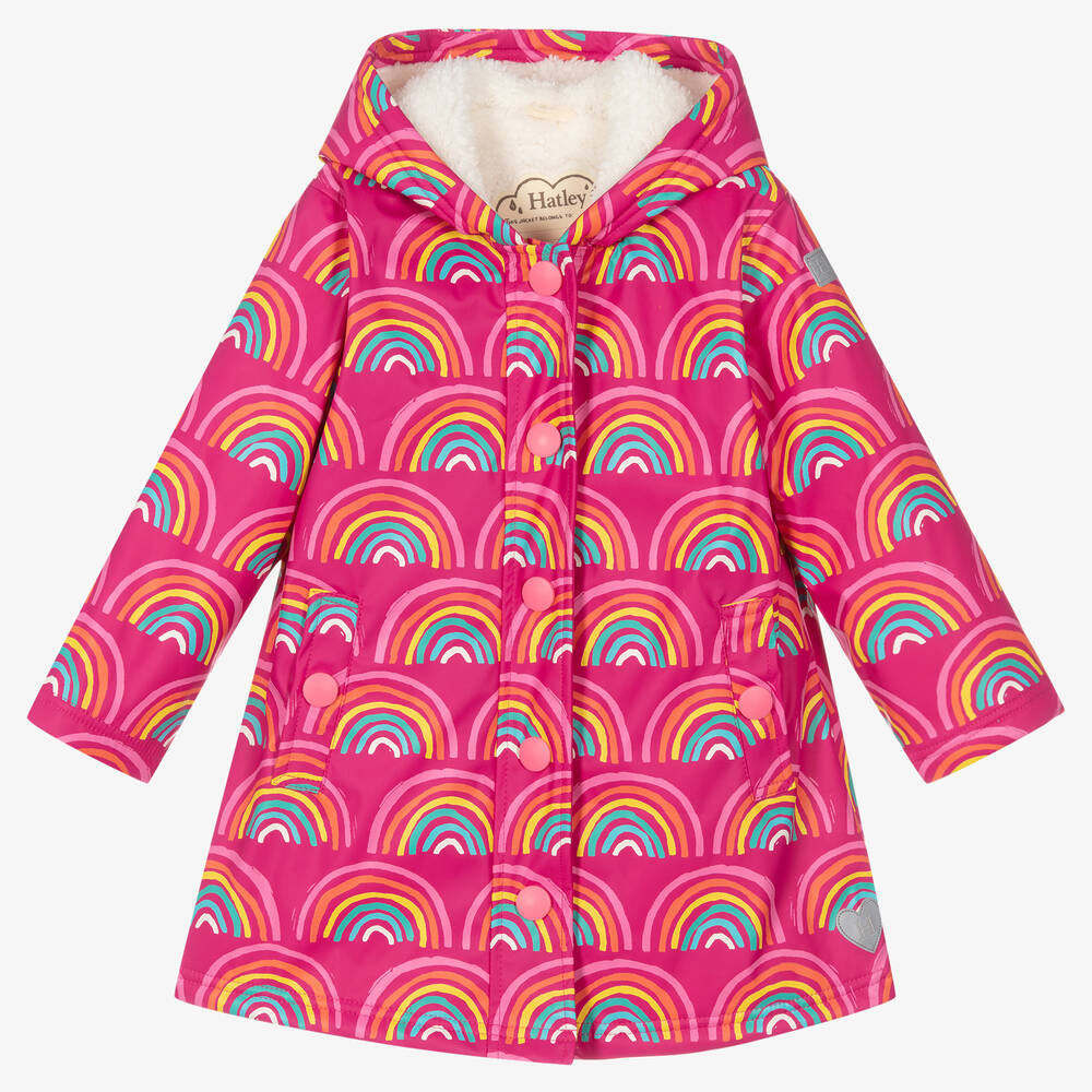 Hatley - Girls Pink Rainbow Raincoat | Childrensalon