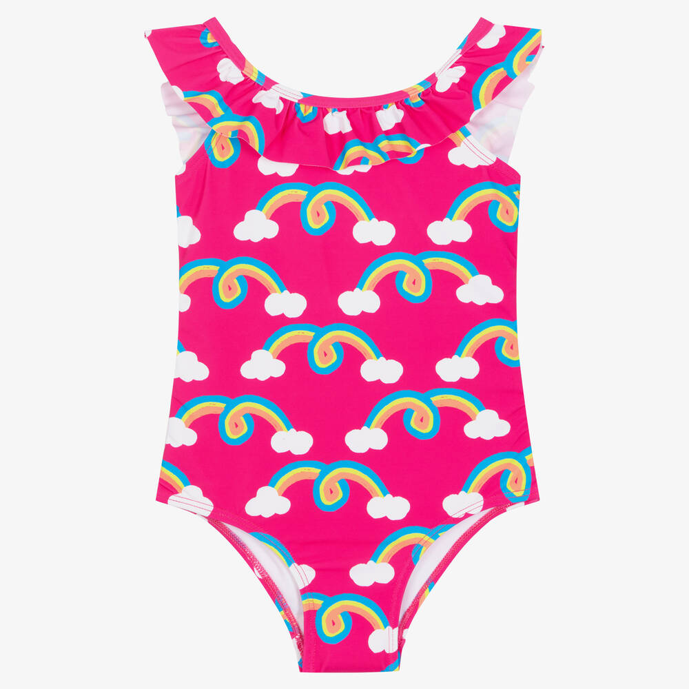 Hatley - Girls Pink Rainbow Swimsuit (UPF50+) | Childrensalon