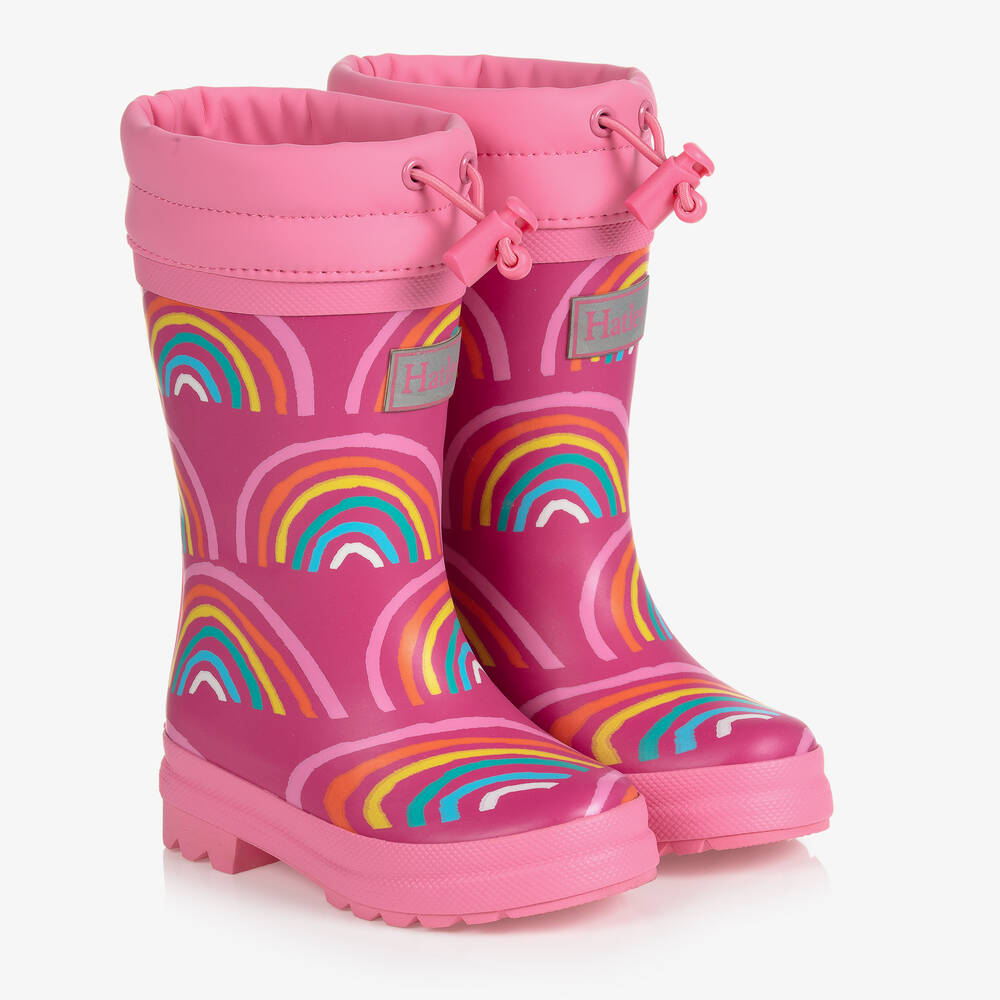 Hatley - Girls Pink Rainbows Rain Boots | Childrensalon