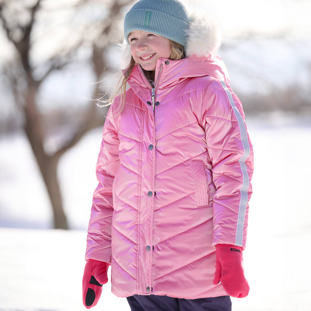 Girls pink padded coat deals