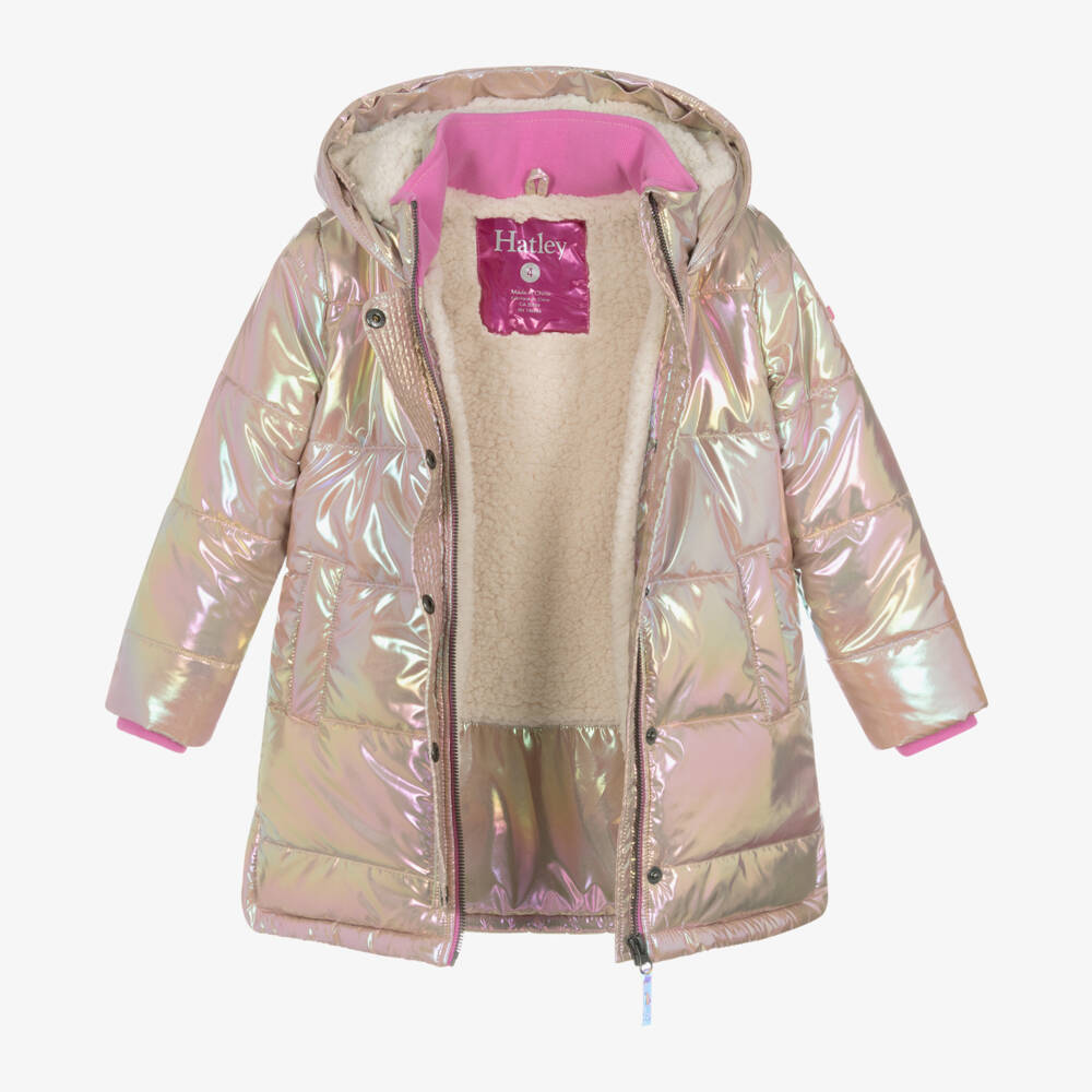Hatley-Girls Pink Shimmer Hooded Puffer | Childrensalon Outlet