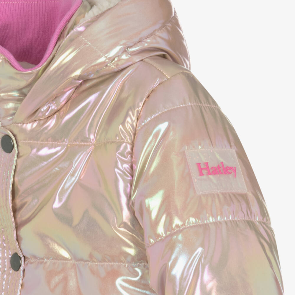 Hatley-Girls Pink Shimmer Hooded Puffer | Childrensalon Outlet