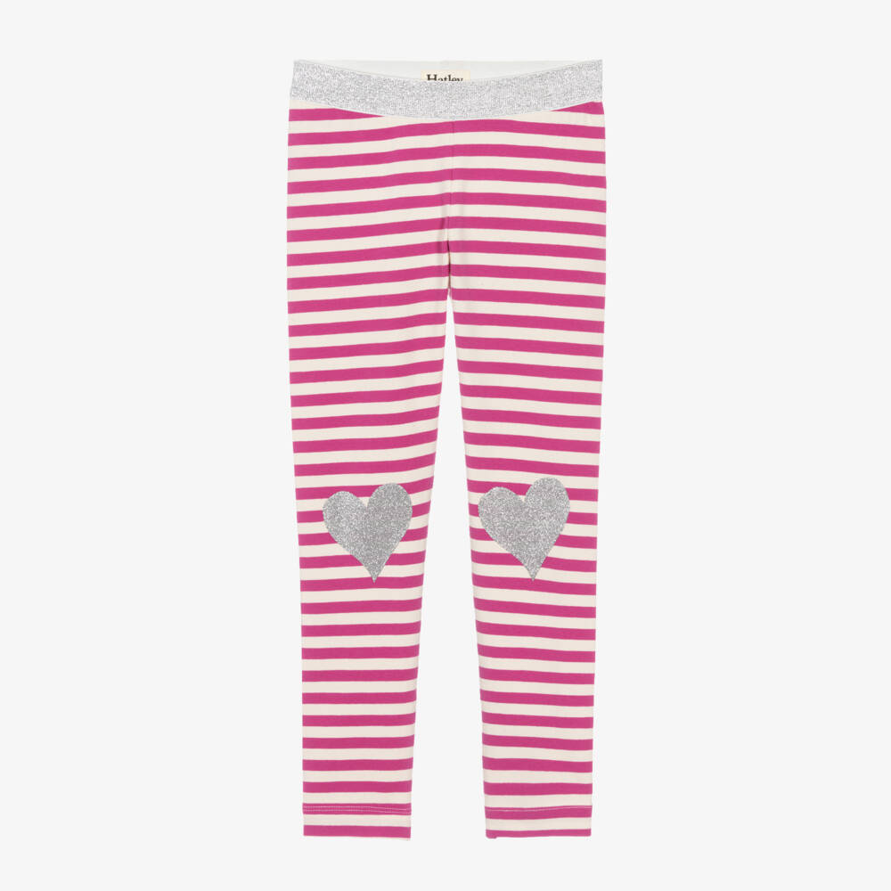 Hatley-Girls Pink Striped Cotton Leggings | Childrensalon Outlet