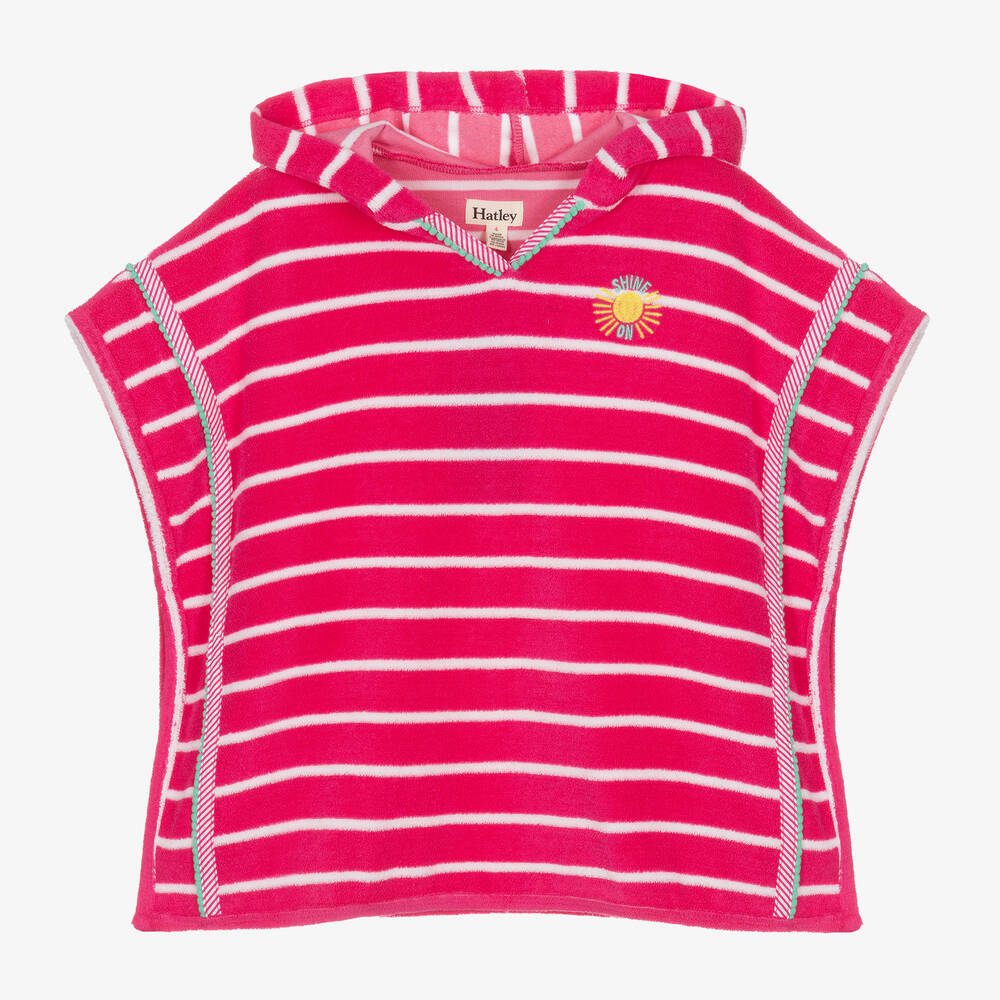 Hatley-Girls Pink Striped Cotton Poncho Towel | Childrensalon Outlet