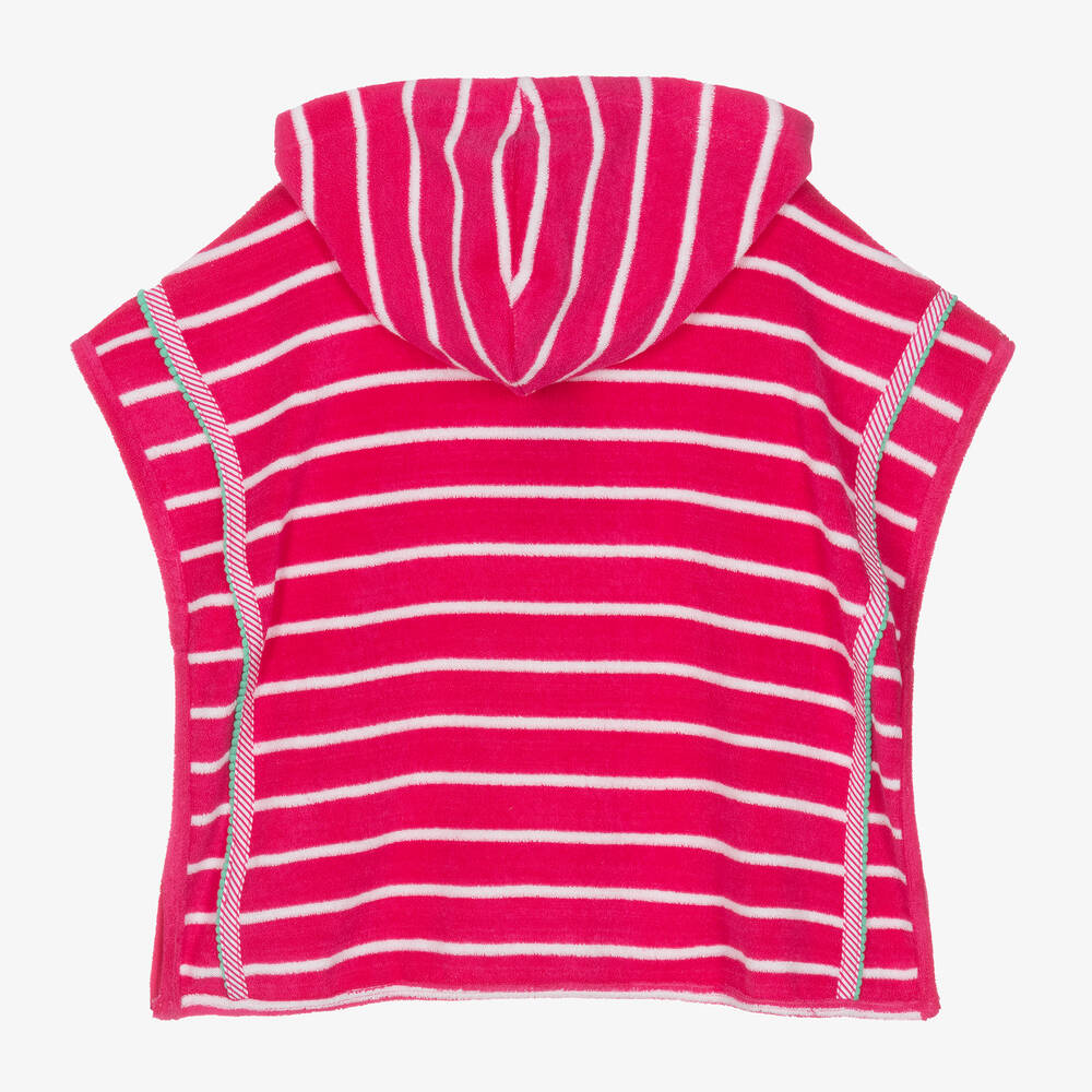 هاتلي-منشفة بونشو هودي مقلمة قطن لون زهري فوشيا للبنات | Childrensalon Outlet