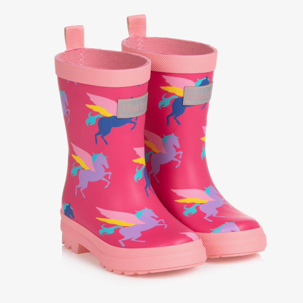 Hatley - Bottes de pluie roses à licornes | Childrensalon