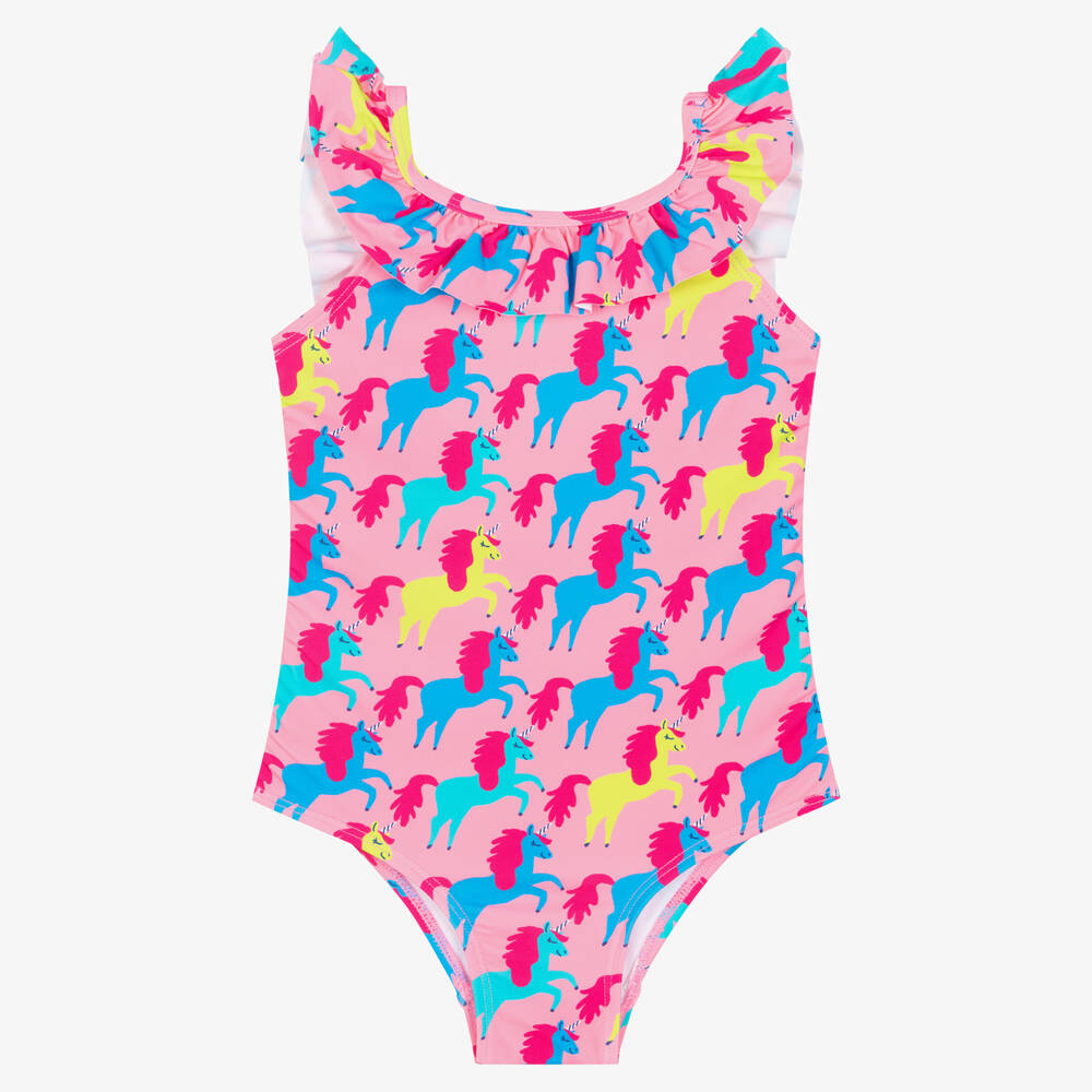 Hatley - Girls Pink Unicorn Swimsuit (UPF50+) | Childrensalon