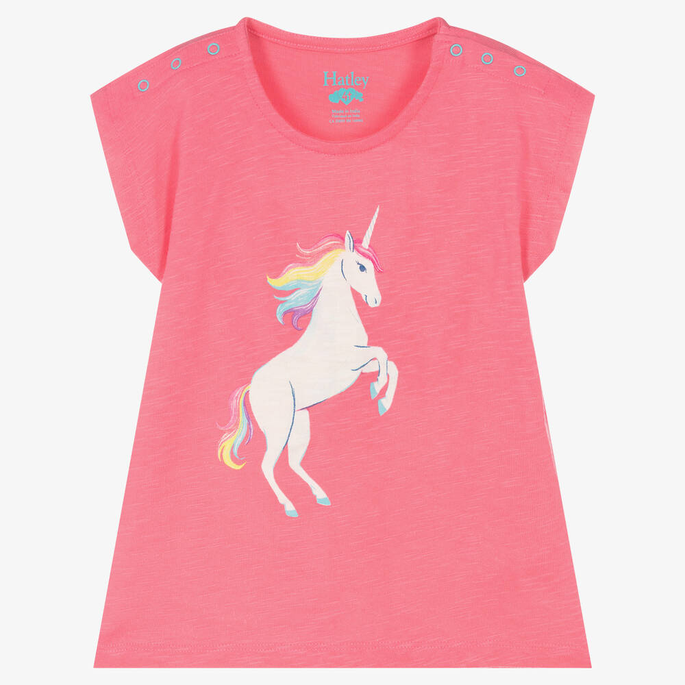 Hatley - T-shirt rose licorne fille | Childrensalon