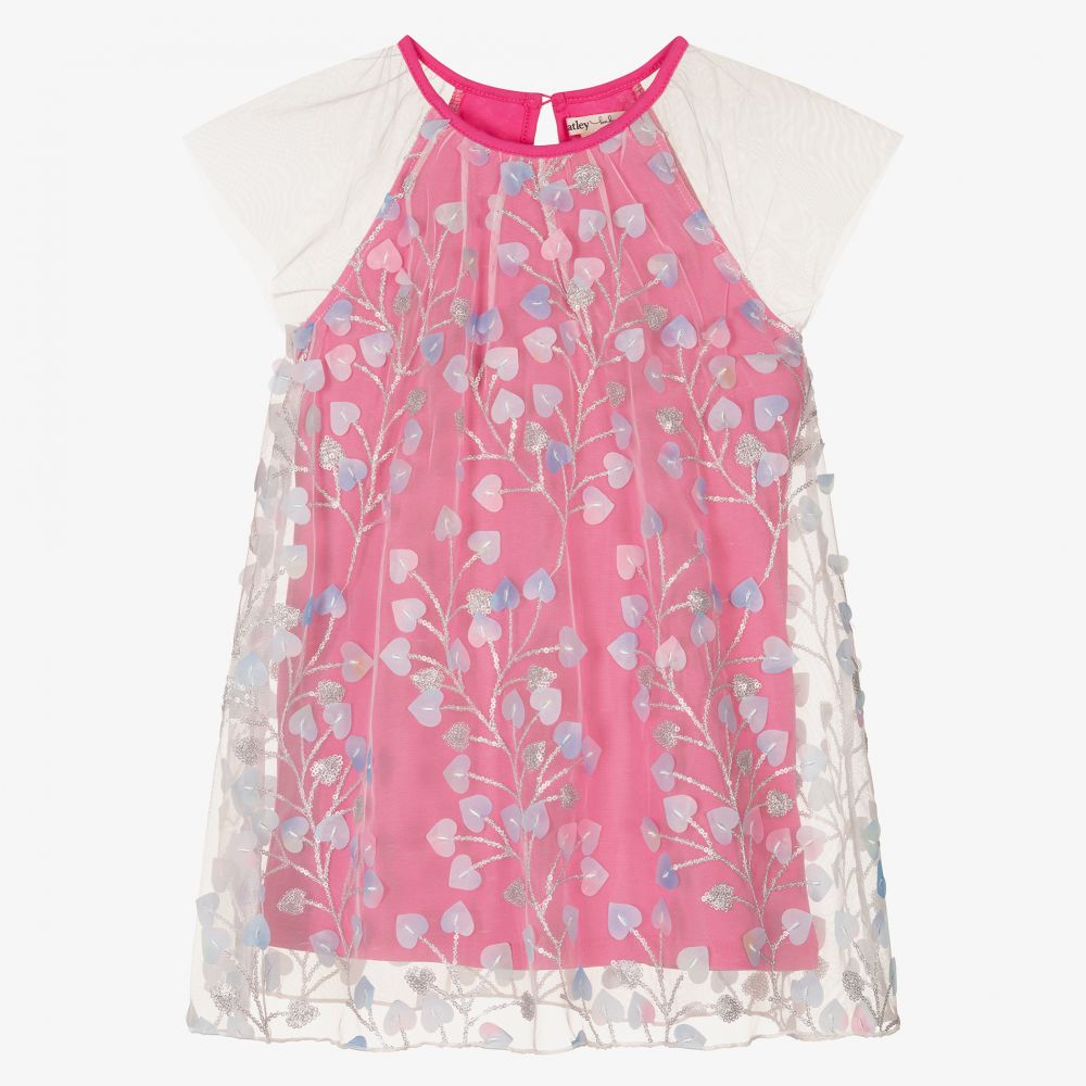 Hatley - Robe rose/blanche tulle Fille | Childrensalon