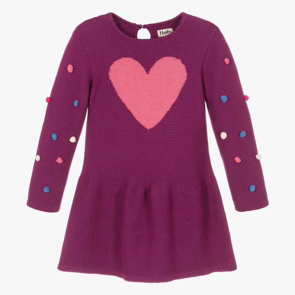 Hatley - Girls Purple Cotton Heart Dress | Childrensalon