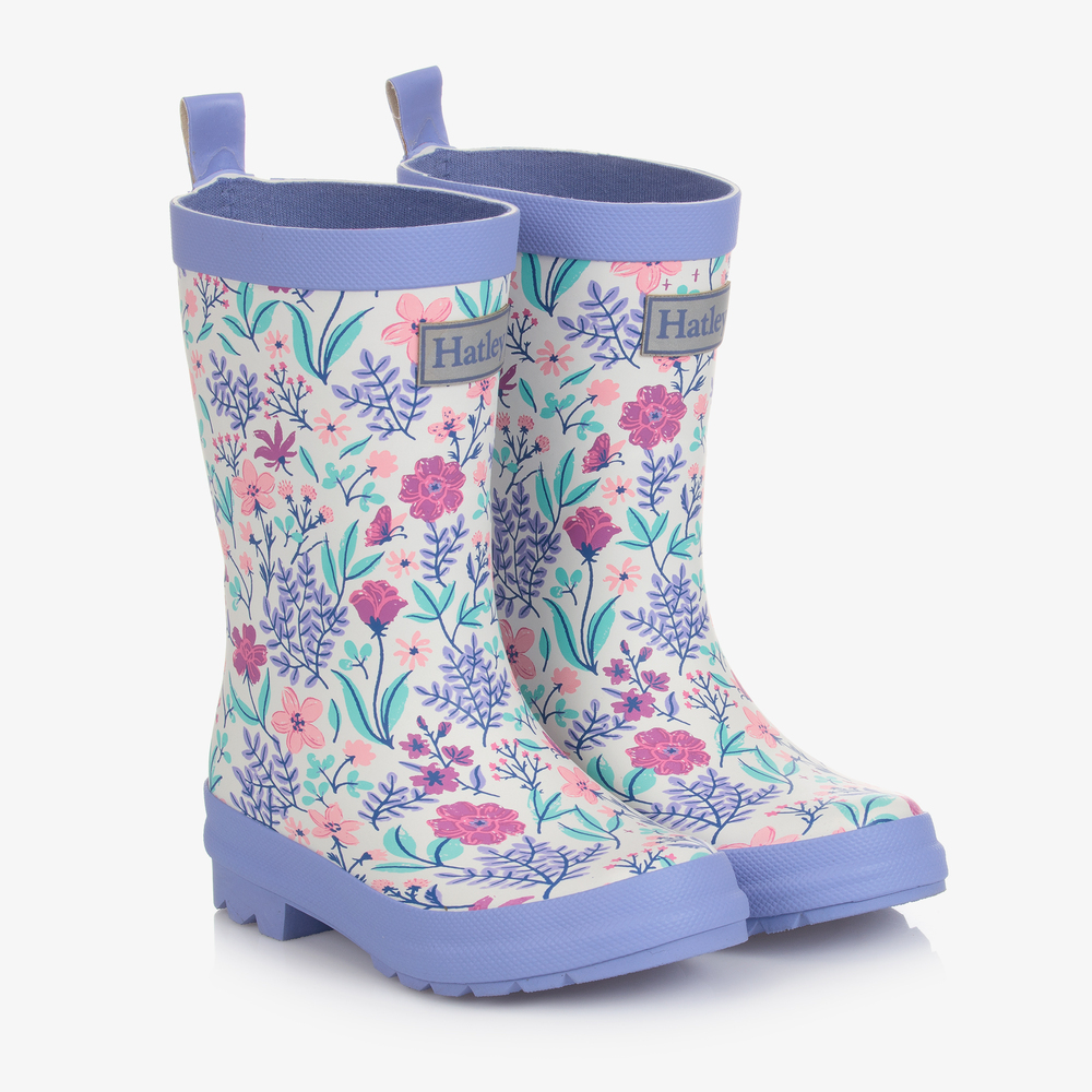 Hatley - Girls Purple Floral Rain Boots | Childrensalon