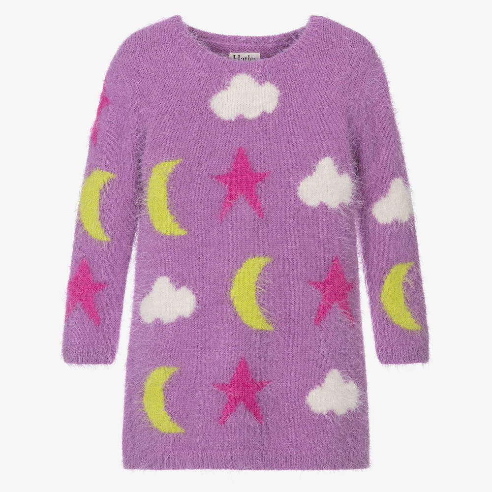 Hatley - Girls Purple Fluffy Knit Dress | Childrensalon