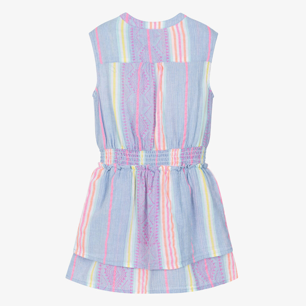 Hatley-Girls Purple & Neon Pink Striped Cotton Dress | Childrensalon Outlet
