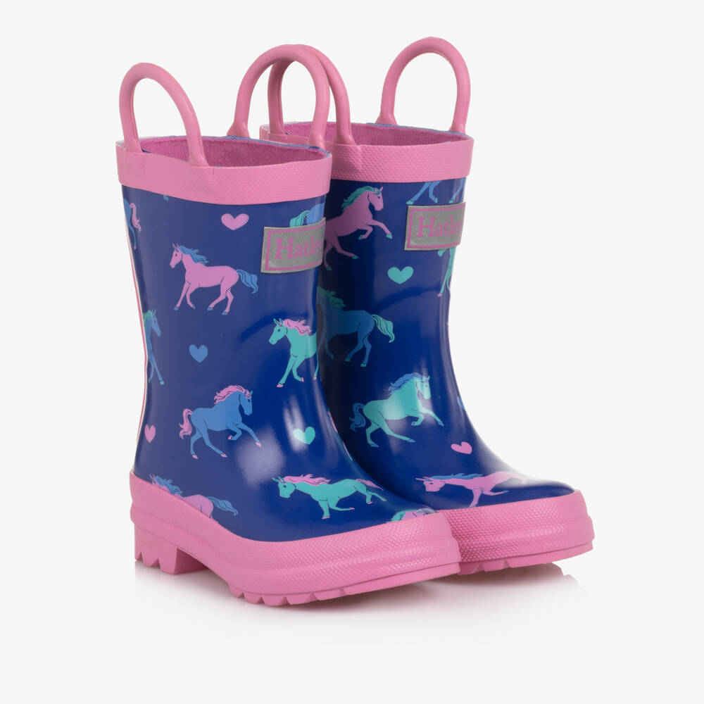 Hatley-جزمة مطر للبنات باللون الوردي والبنفسجي مع تصميم حصان | Childrensalon Outlet