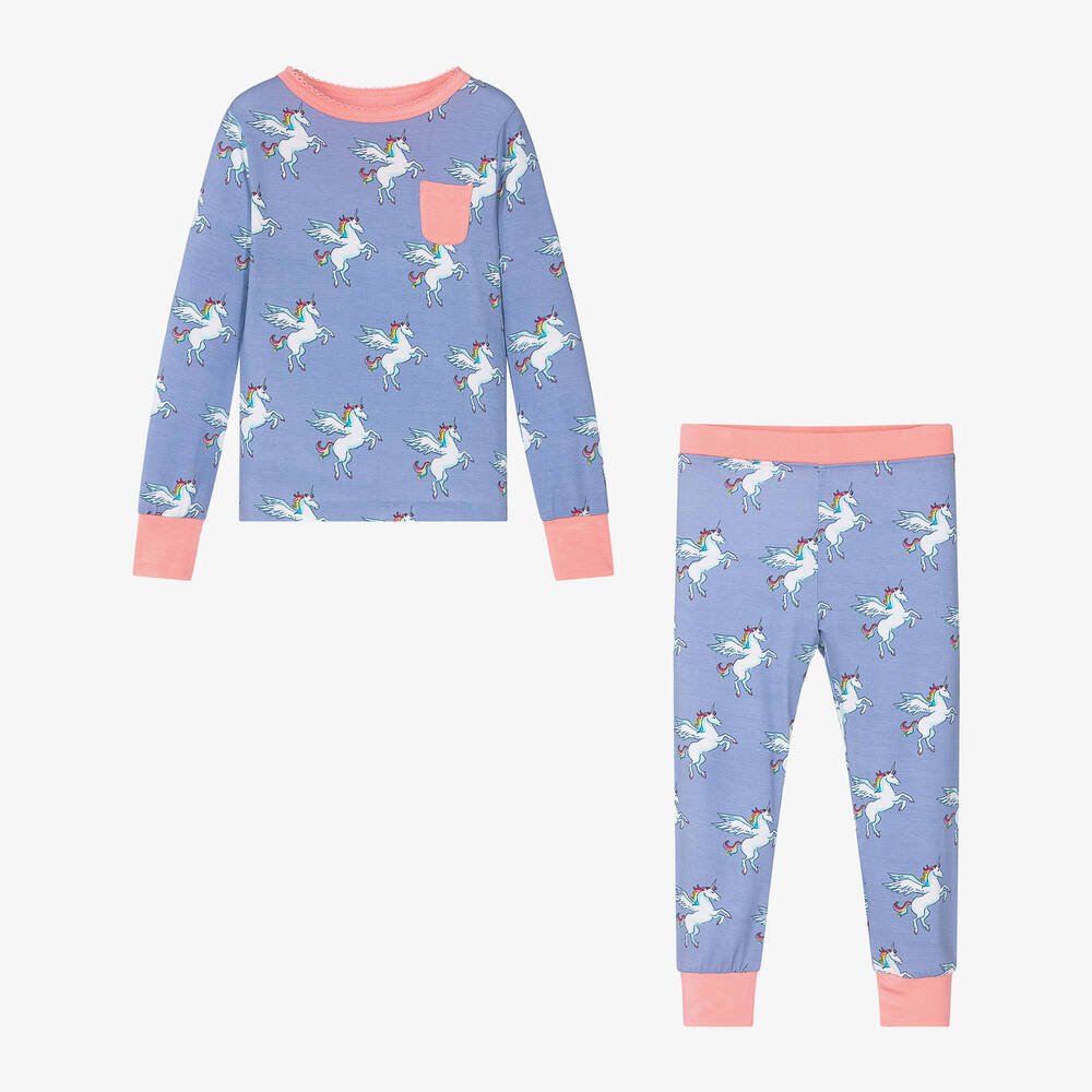 Hatley-Girls Purple Viscose Unicorn Pyjamas | Childrensalon Outlet
