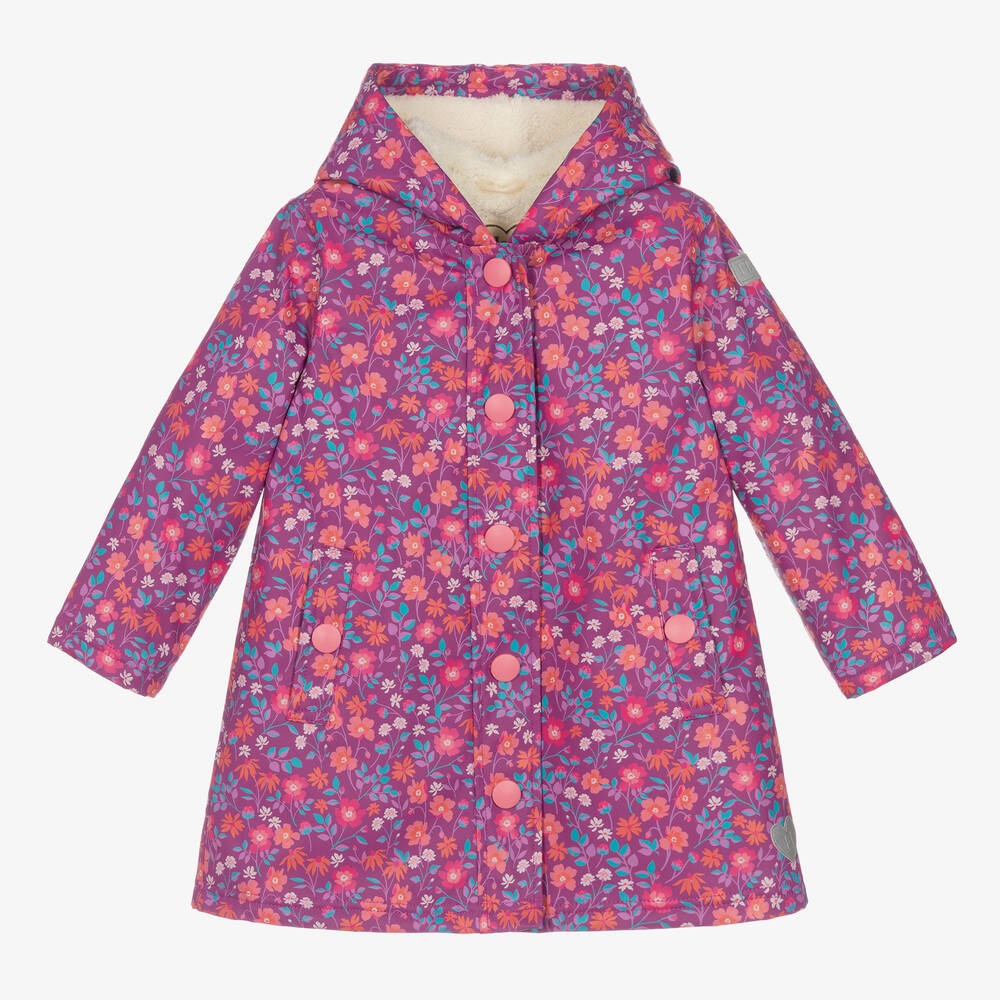 Hatley - Girls Purple Wild Flowers Raincoat | Childrensalon
