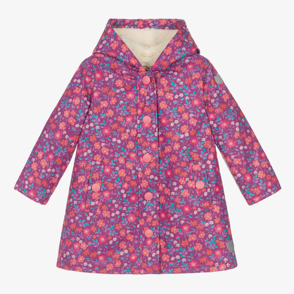 Girls Purple Wild Flowers Raincoat