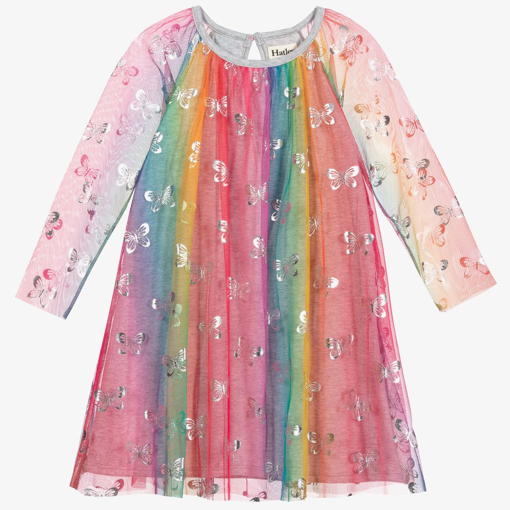 Hatley - فستان قطن وتول بطبعة ملونة | Childrensalon