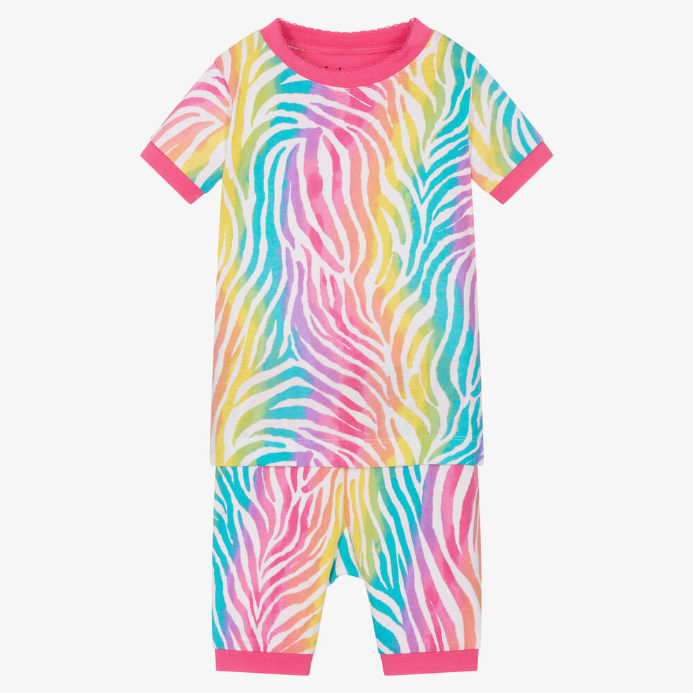 Hatley - Girls Rainbow Zebra Print Short Pyjamas | Childrensalon