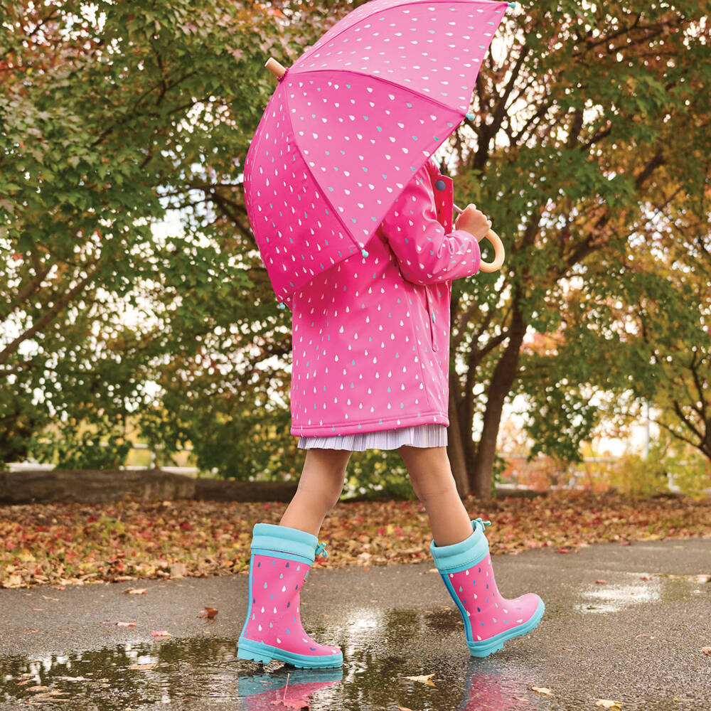 Hatley-Girls Raindrop Pink Weather Boots | Childrensalon Outlet