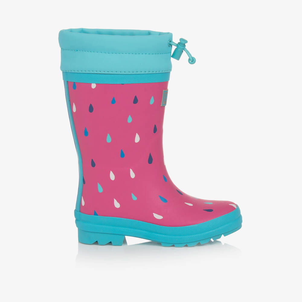 Hatley-Girls Raindrop Pink Weather Boots | Childrensalon Outlet