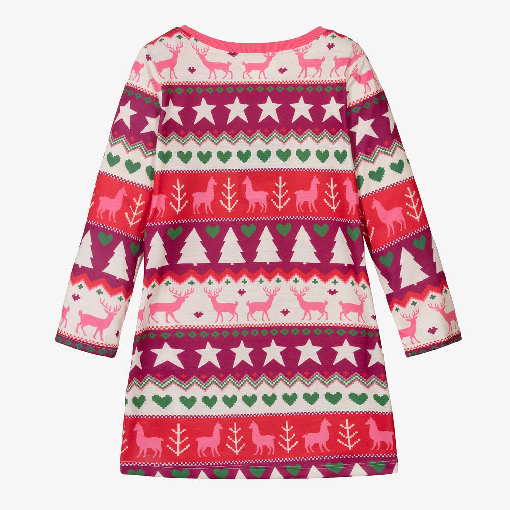Hatley-Girls Red & Purple Fair Isle Nightdress | Childrensalon Outlet