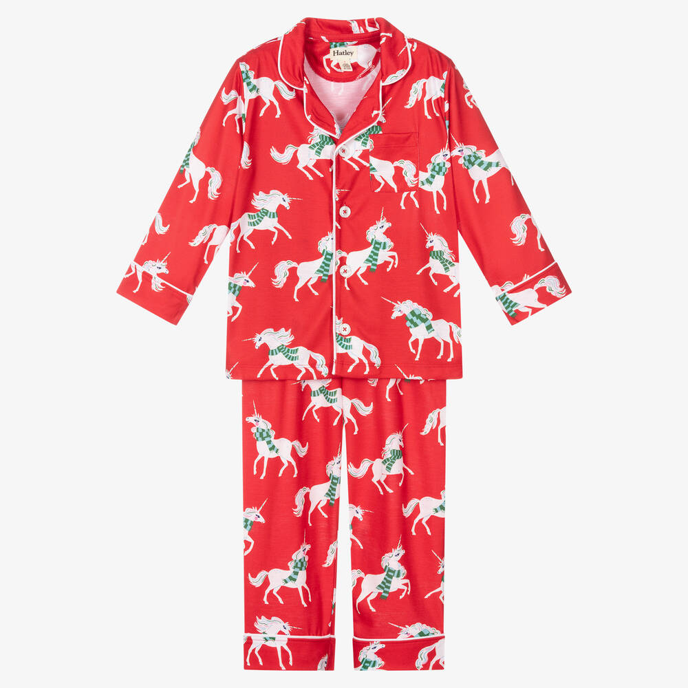 Hatley - Roter Einhorn-Schlafanzug (M) | Childrensalon