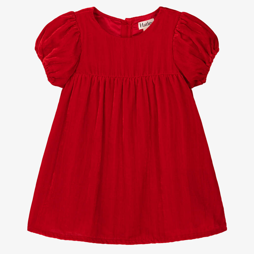 Hatley - Robe rouge en velours fille | Childrensalon