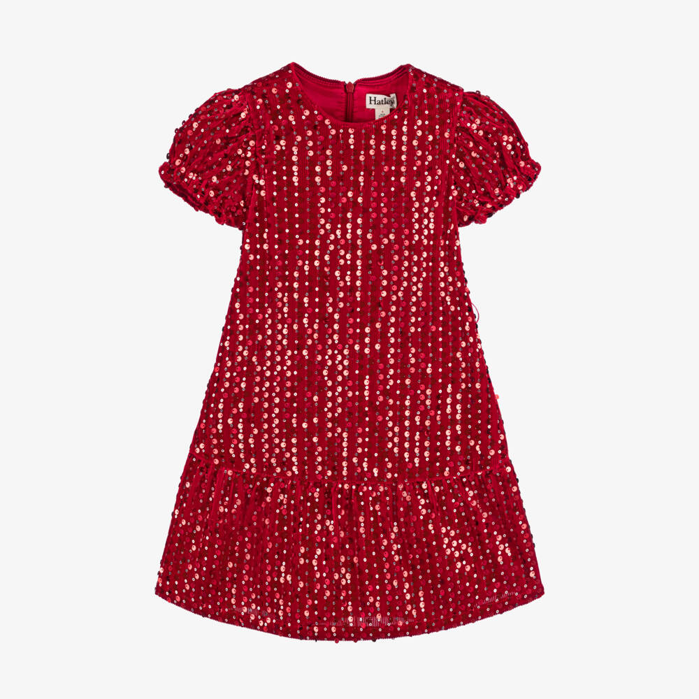 Hatley-Girls Scarlet Velour Sequin Dress | Childrensalon Outlet
