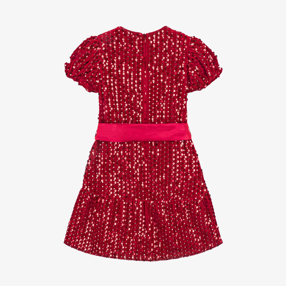 Hatley-Girls Scarlet Velour Sequin Dress | Childrensalon Outlet