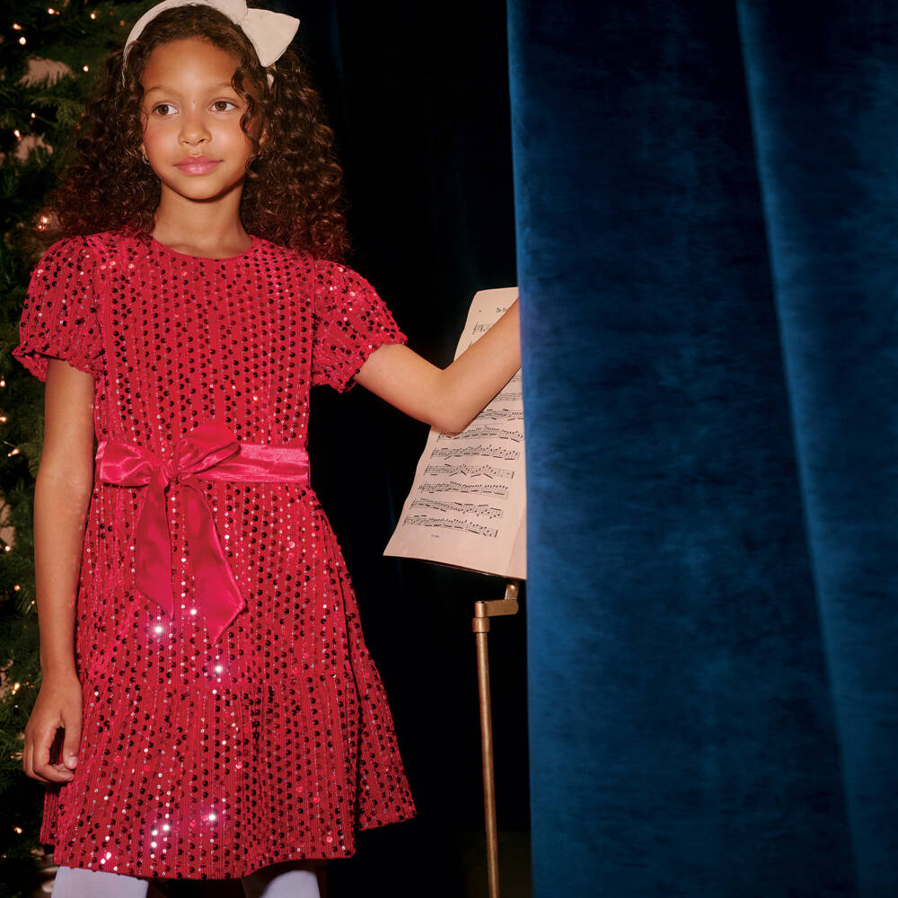 Hatley-Girls Scarlet Velour Sequin Dress | Childrensalon Outlet