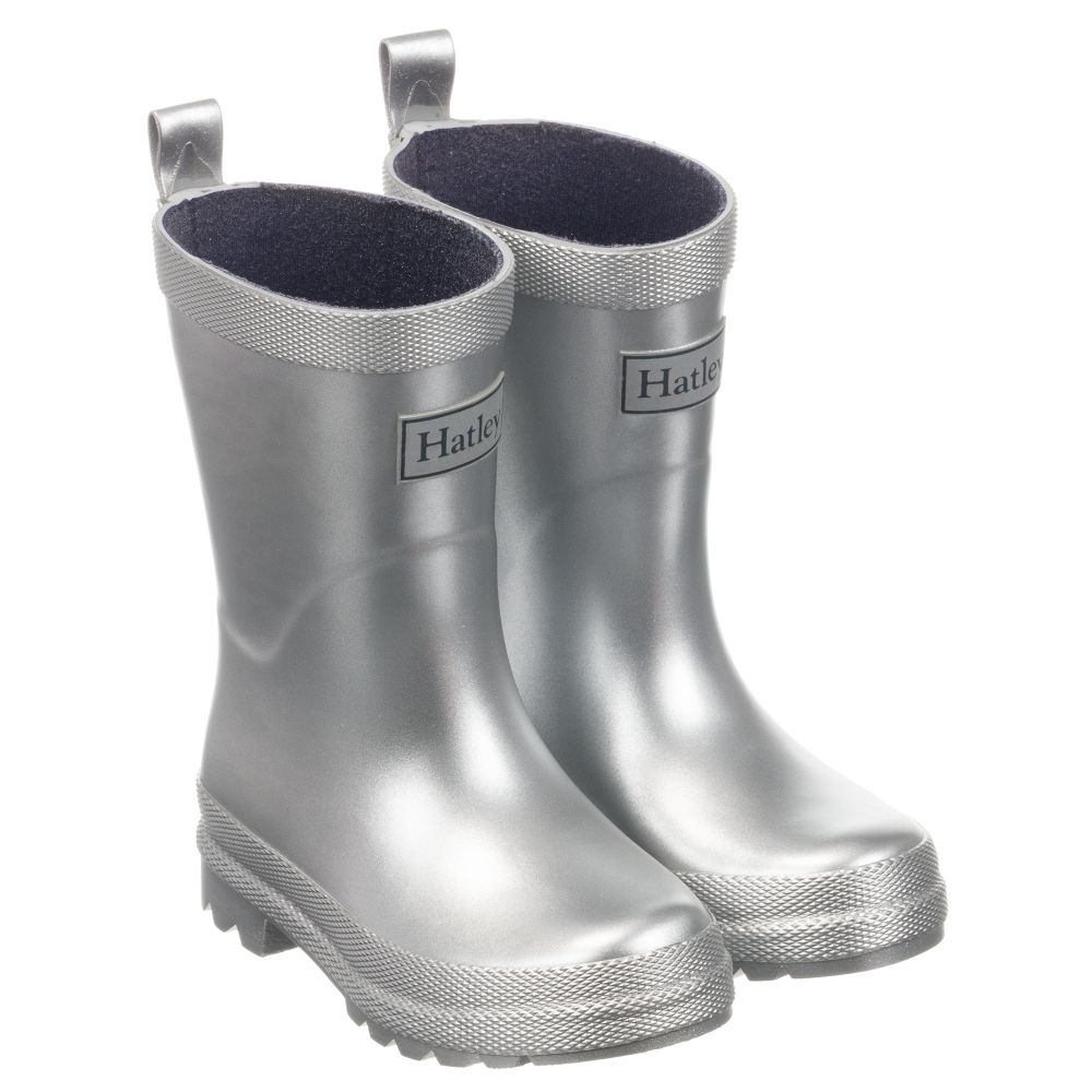 Hatley - Girls Silver Rubber Rain Boots | Childrensalon