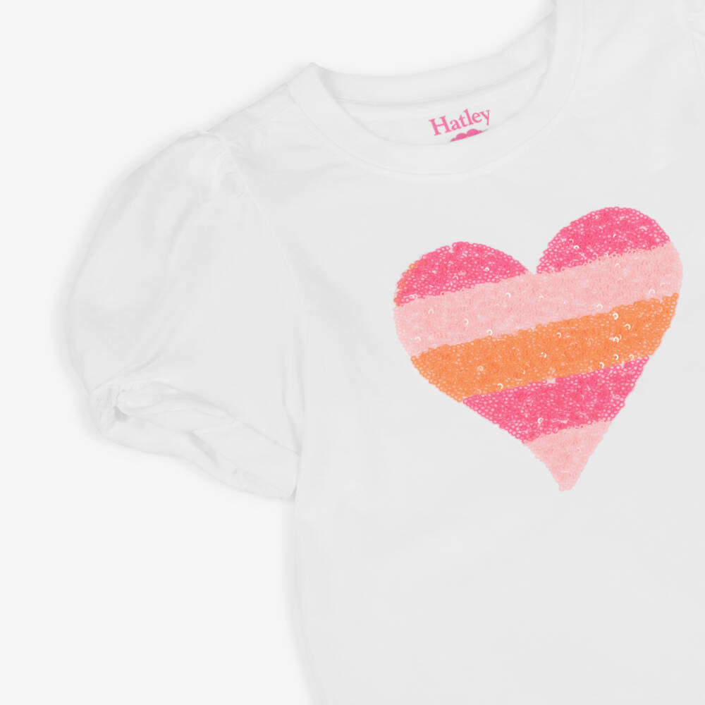 Hatley-Girls Soft White Heart Tee | Childrensalon Outlet