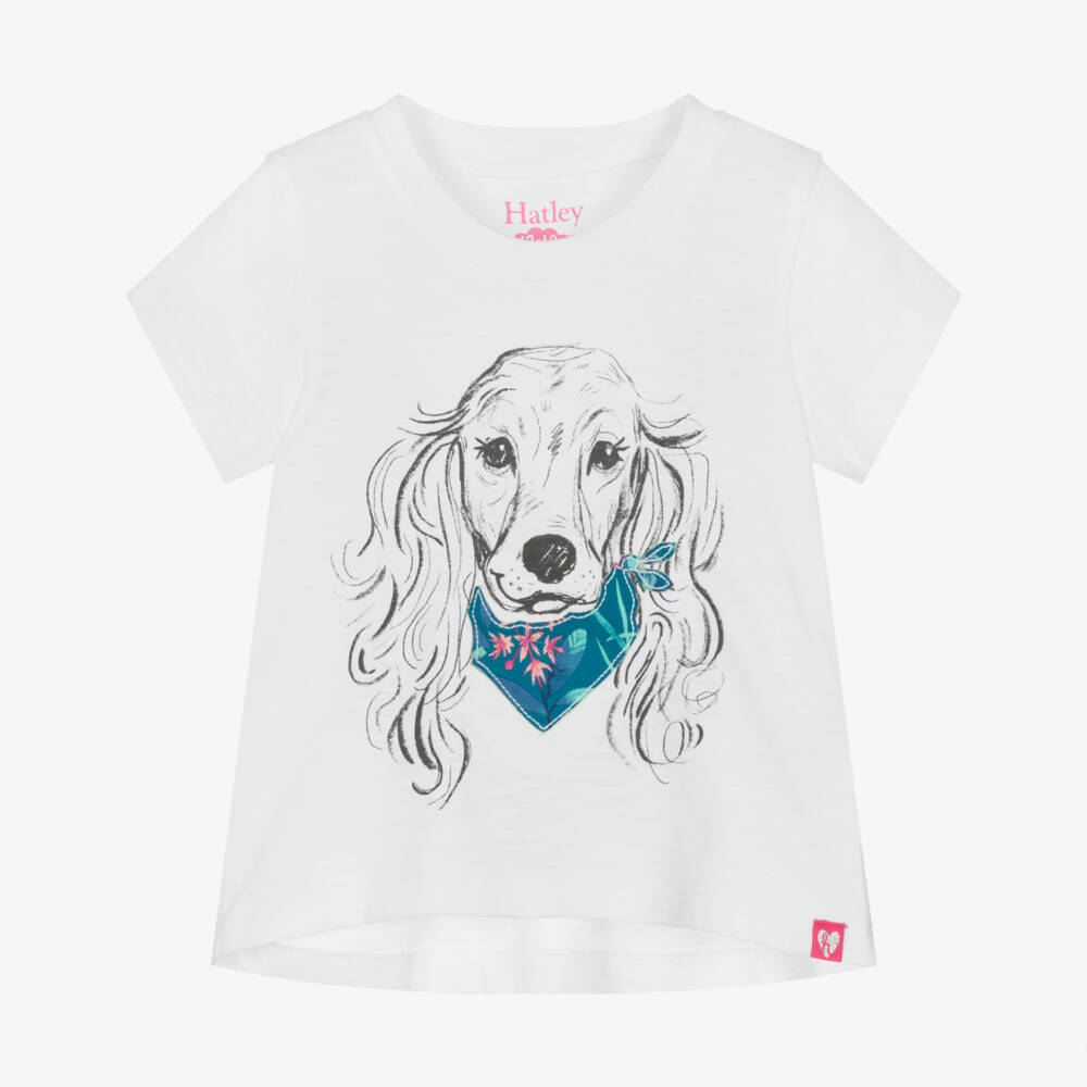 Hatley-Girls Soft White Puppy Tee | Childrensalon Outlet
