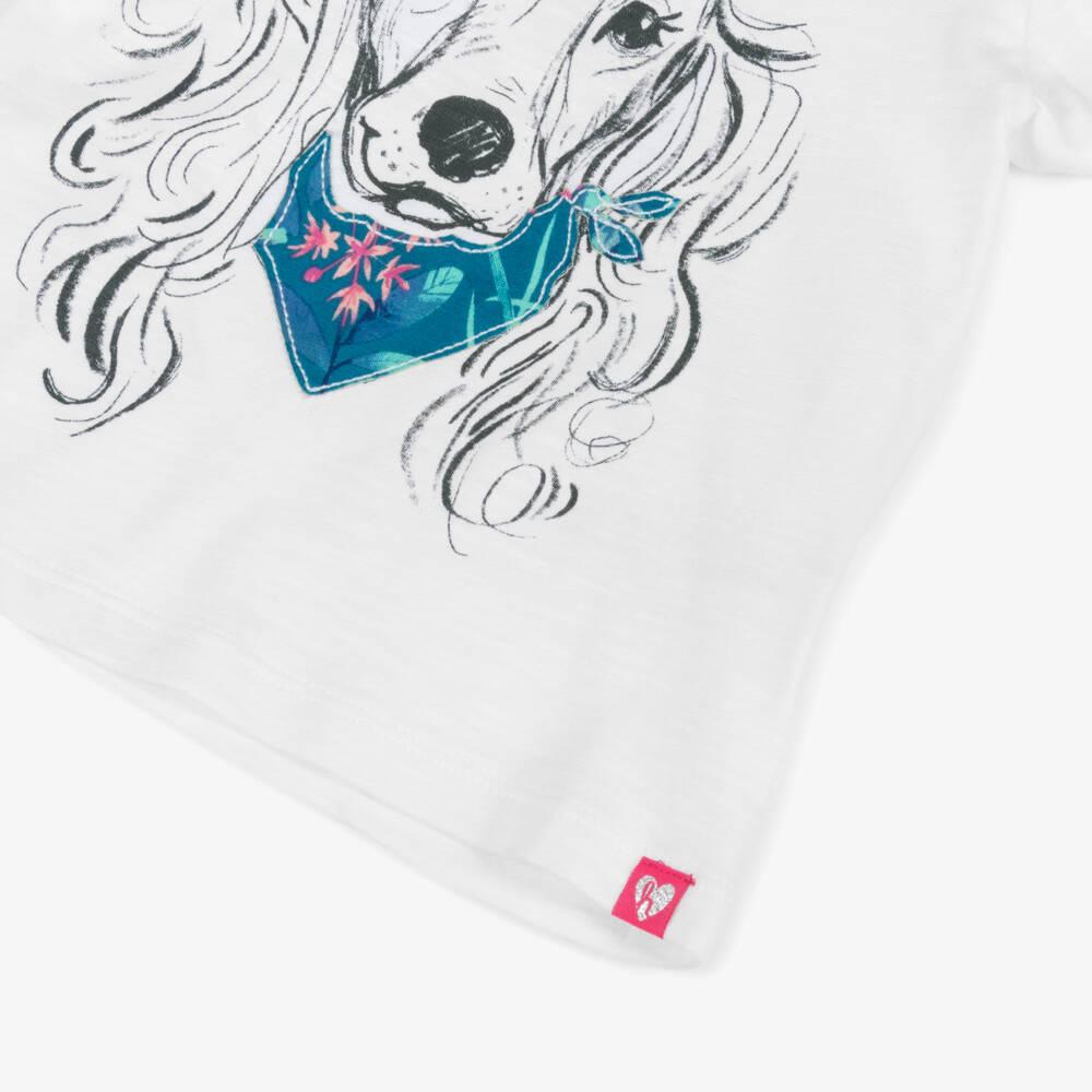Hatley-تيشيرت أبيض ناعم للبنات مع تصميم جرو | Childrensalon Outlet