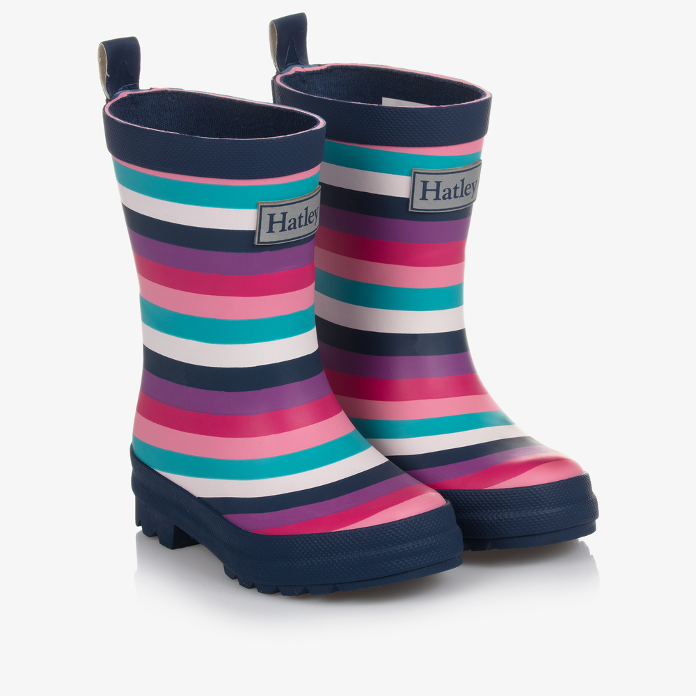 Girls Striped Rainboots