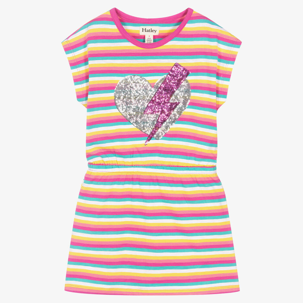 Hatley - Платье в полоску с сердцем из пайеток | Childrensalon