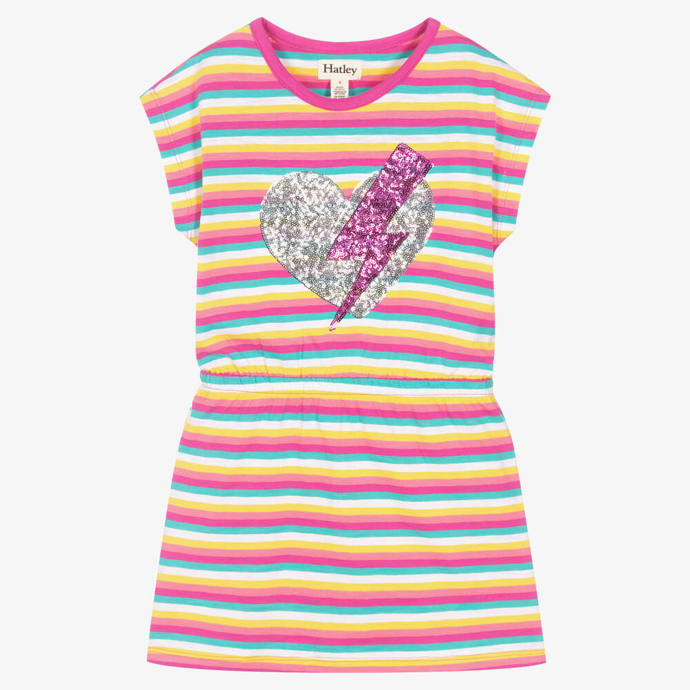 Hatley-Girls Striped Sequin Heart Dress | Childrensalon Outlet