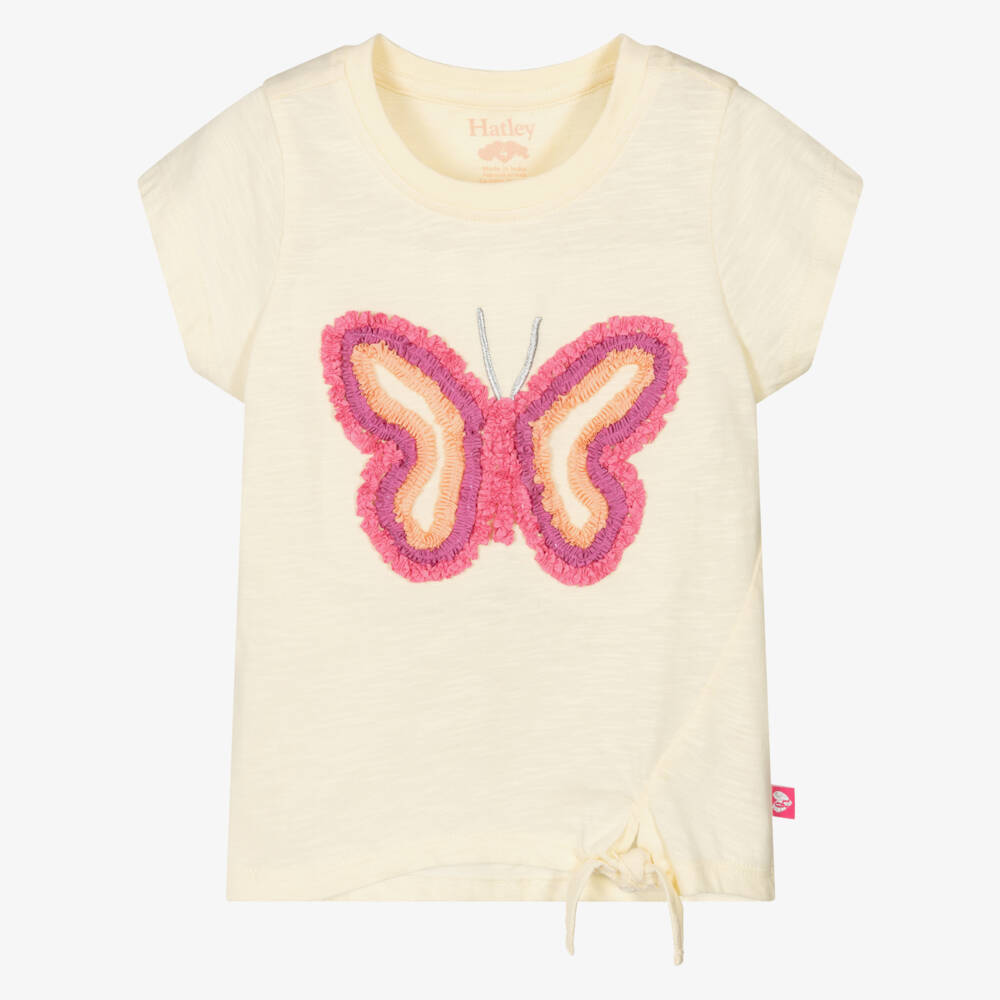 Hatley-تي شيرت بناتي مشرق بتصميم ثلاثي الأبعاد باللون الوردي | Childrensalon Outlet