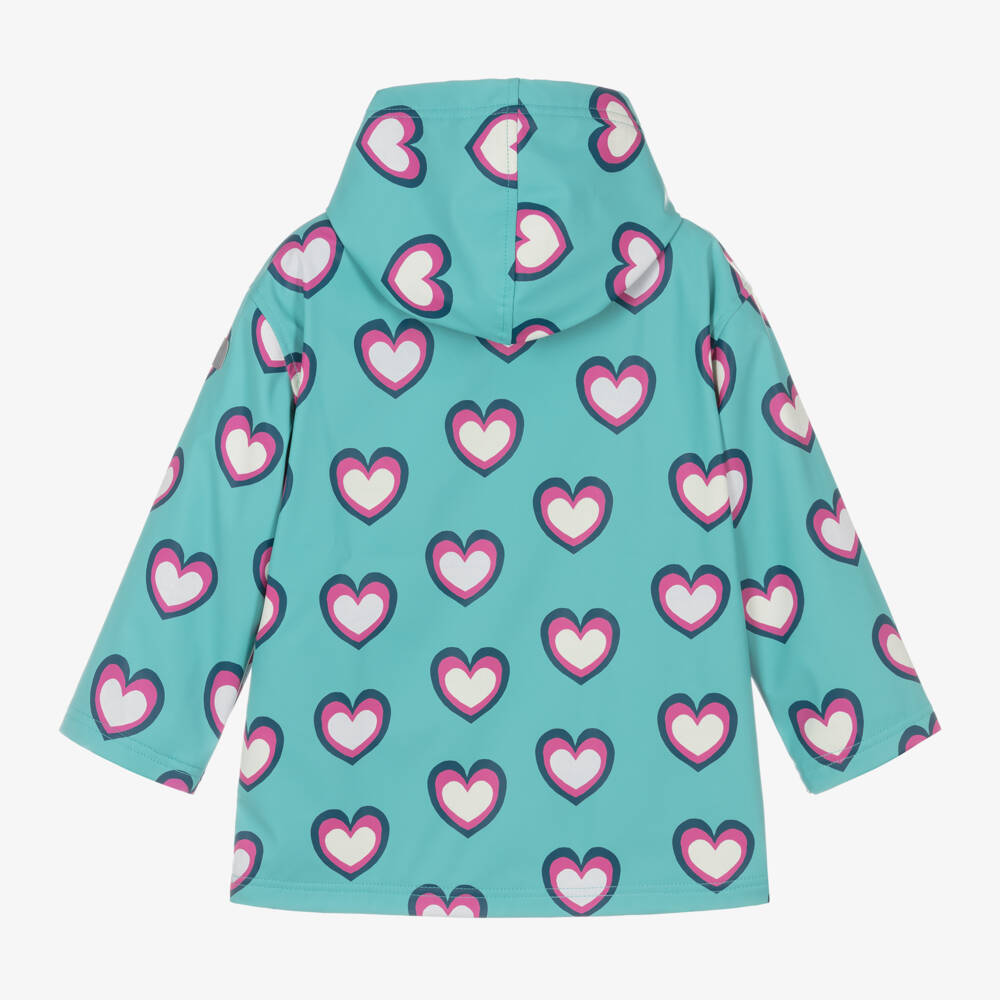 Hatley-Girls Turquoise Waterproof Heart Jacket | Childrensalon Outlet