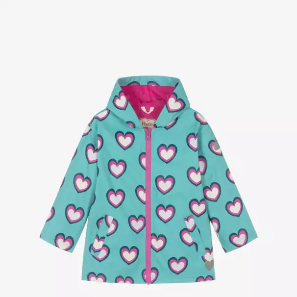 Hatley-Girls Turquoise Waterproof Heart Jacket | Childrensalon Outlet