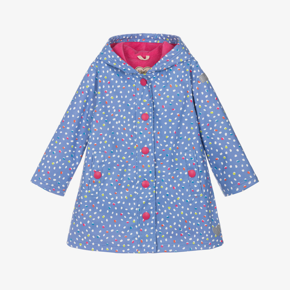 Hatley-Girls Vibrant Dotty Blue Raincoat | Childrensalon Outlet