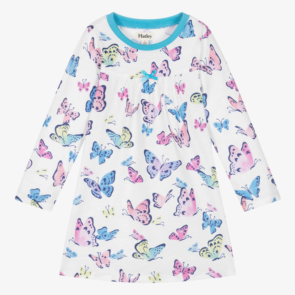 Hatley-قميص نوم جيرسي لون أبيض وأزرق للبنات | Childrensalon Outlet