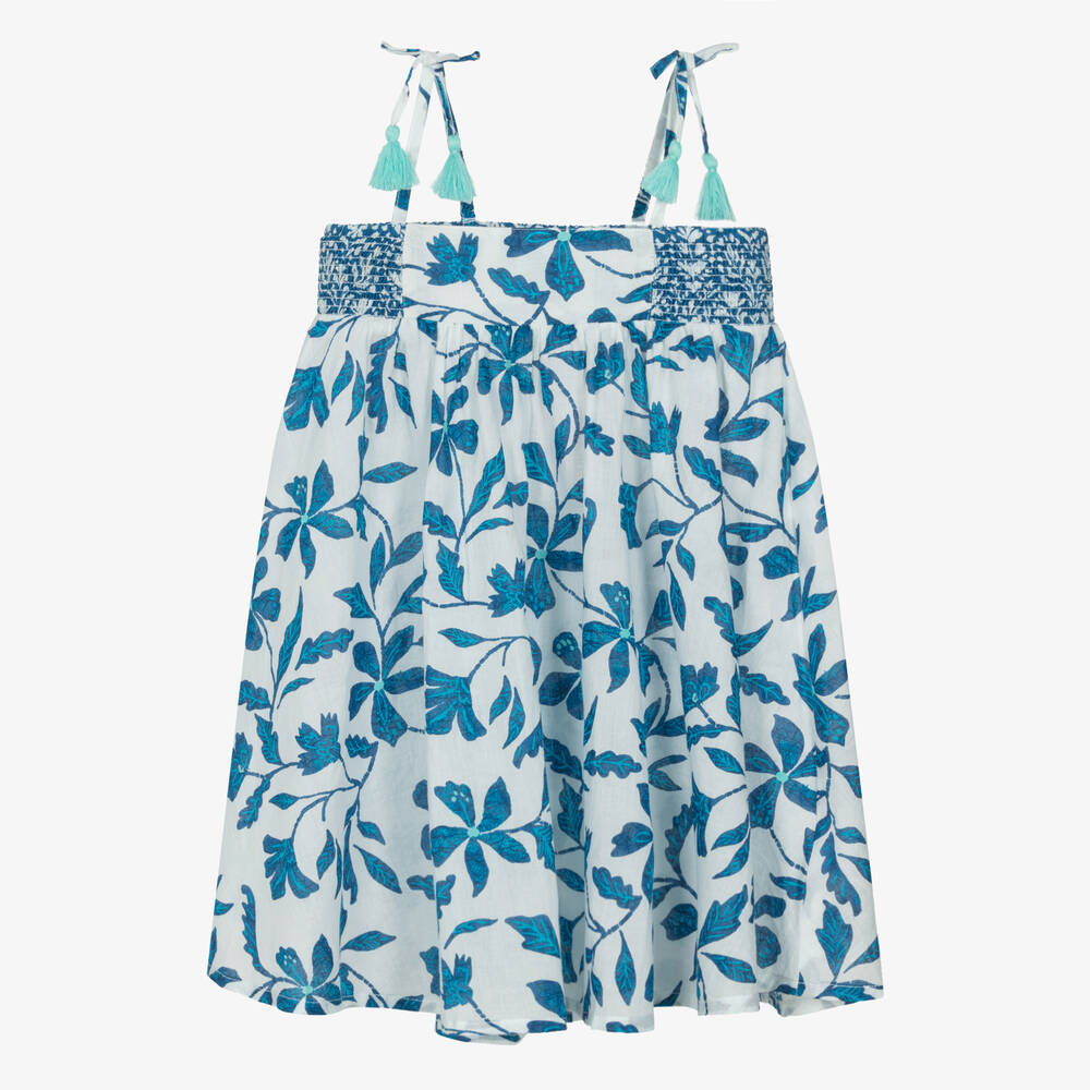 Hatley-Girls White & Blue Floral Beach Dress | Childrensalon Outlet